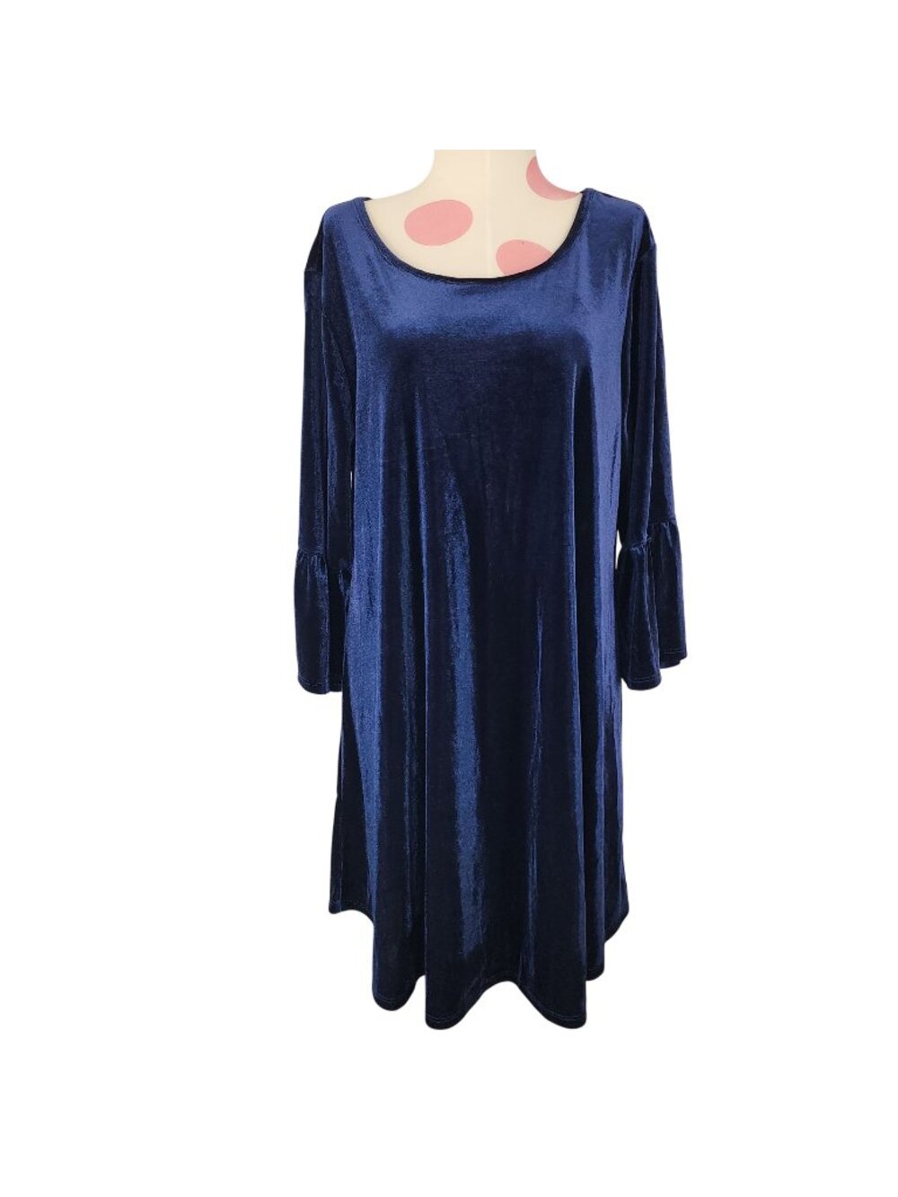 Women's Hannah Midnight Blue Velvet Dress XL Ruffle Sleeves Relaxed Fit Holiday